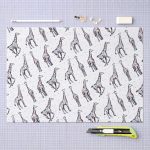 Cute Running Giraffe Safari Pattern Tissue Paper