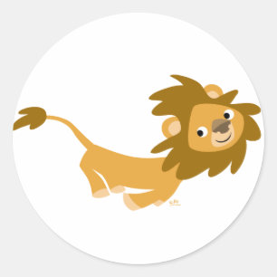 Cute Running Lion round sticker