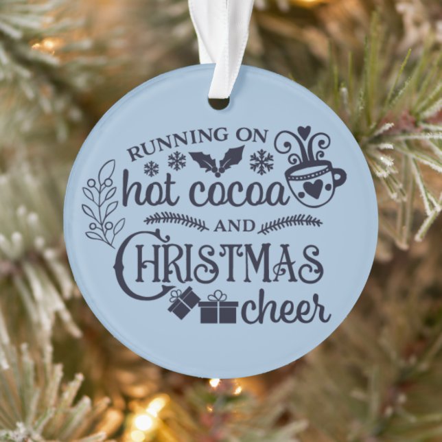 Cute Running On Hot Cocoa Kids Photo Xmas Ornament (Tree)