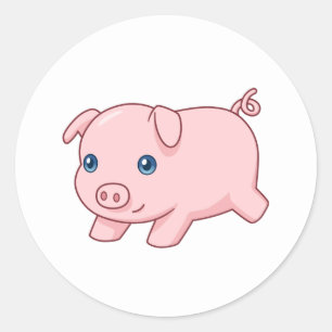 Cute Running Piglet Pig Classic Round Sticker