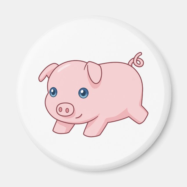 Cute Running Piglet Pig Magnet (Front)