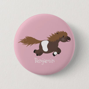 Cute running Shetland pony cartoon illustration 6 Cm Round Badge