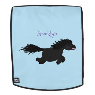 Cute running Shetland pony cartoon illustration Backpack