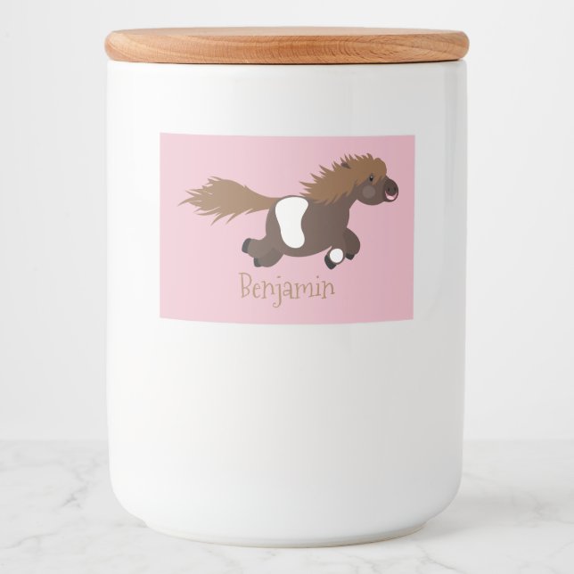 Cute running Shetland pony cartoon illustration Food Label (Front)