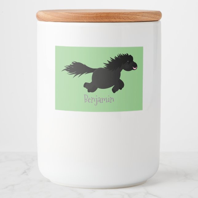 Cute running Shetland pony cartoon illustration Food Label (Front)