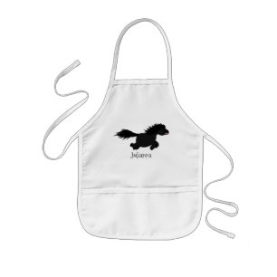 Cute running Shetland pony cartoon illustration Kids Apron