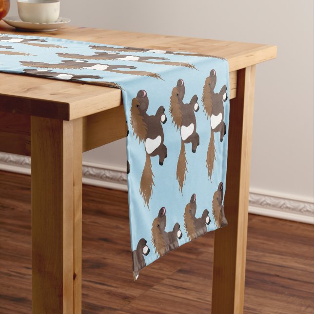 Cute running Shetland pony cartoon illustration Short Table Runner (In Situ)