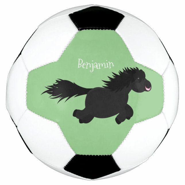 Cute running Shetland pony cartoon illustration Soccer Ball (Front)
