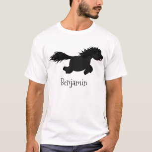 Cute running Shetland pony cartoon illustration T-Shirt