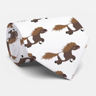 Cute running Shetland pony cartoon illustration Tie