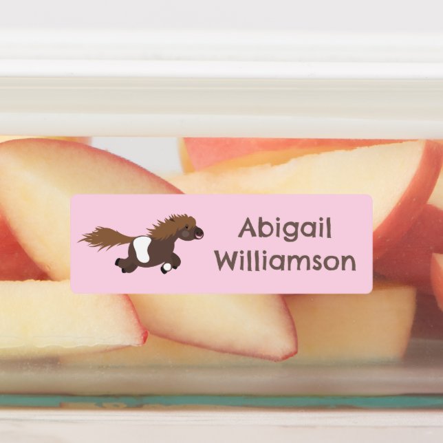 Cute running Shetland pony cartoon personalised  (Affixed)