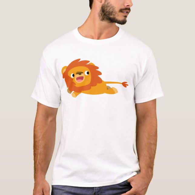 Cute Rushing Cartoon Lion Women T-Shirt (Front)