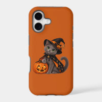 Cute Russian Blue Cat Witch Halloween
