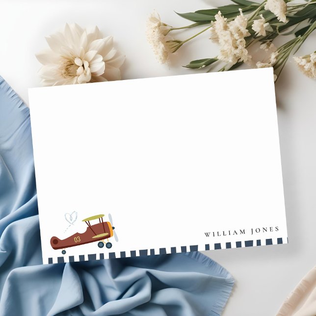 Cute Rust Blue Green Biplane Cloud Heart Birthday Card (Creator Uploaded)