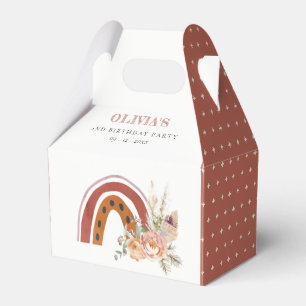 Cute Rust Boho Floral Rainbow Any Age Birthday Favour Box