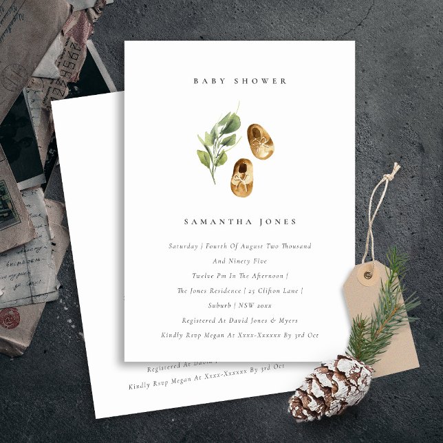 Cute Rust Green Shoes Foliage Baby Shower Invite (Creator Uploaded)