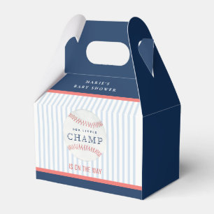 Cute Rust Our Little Champ Baseball Baby Shower Favour Box