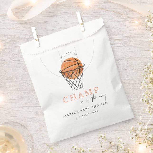 Cute Rust Our Little Champ Basketball Baby Shower Favour Bag (Clipped)