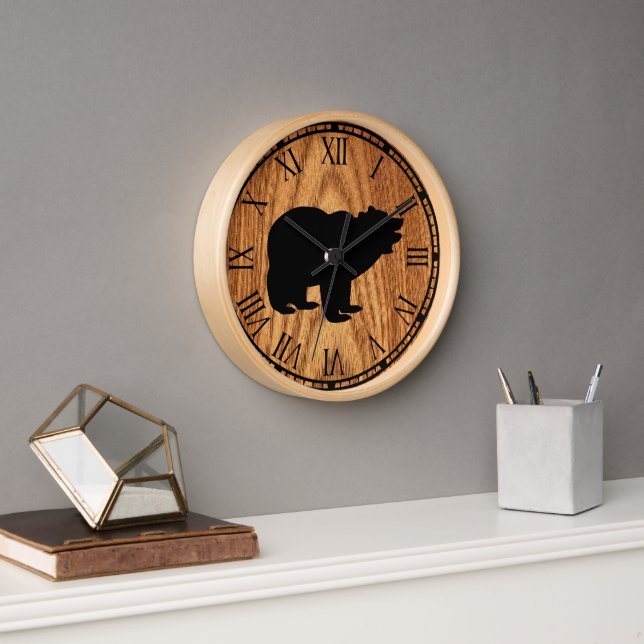 cute rustic black bear  clock (Office)