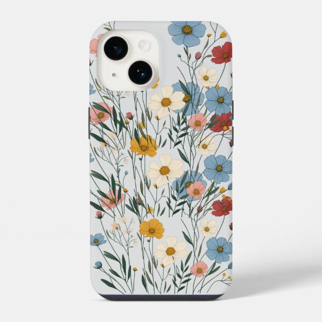 Cute Rustic Boho Colourful wildflower  iPhone Case (Back)