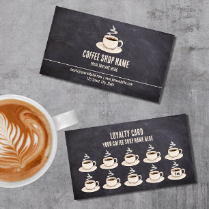 Cute Rustic Cafe Coffee Shop Rewards Loyalty Card