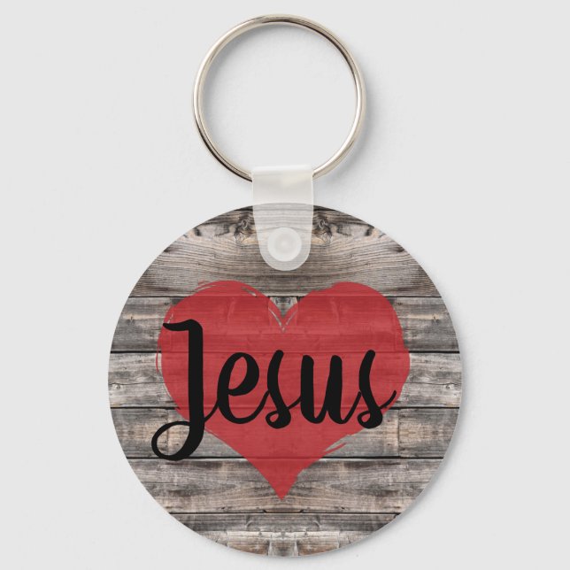 cute rustic chic JESUS HEART | Key Ring (Front)