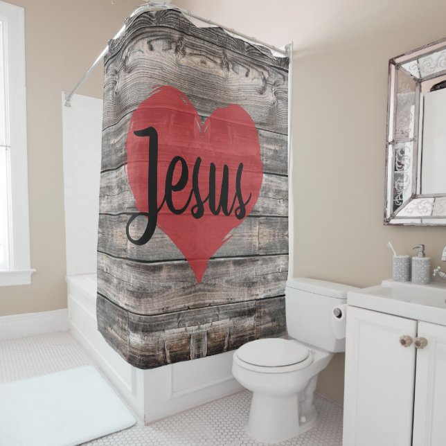 cute rustic chic JESUS HEART | Shower Curtain (In Situ)