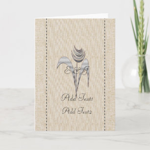 Cute Rustic Chic Silver Flower Monogrammed Card