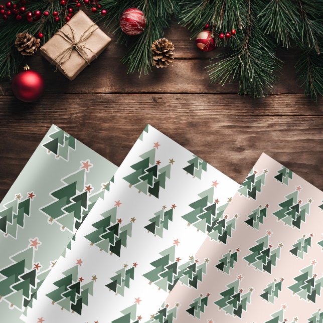 Cute Rustic Christmas Trees Wrapping Paper Sheet (Cute Rustic Christmas Trees Wrapping Paper Sheets)