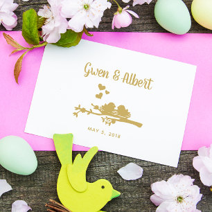 Cute Rustic Country Wedding Birds Couple Nest  Rubber Stamp