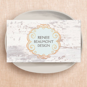 Cute Rustic Country White Wood Business Card