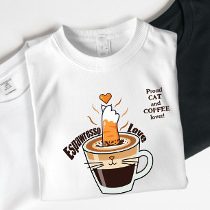 Cute Rustic Cozy Coffee Cat Lover Funny Trendy  T-Shirt