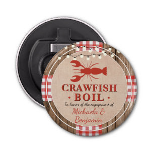 Cute Rustic Crawfish Boil Lobster Party Engagement Bottle Opener