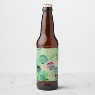 Cute, rustic, digital art round brush strokes beer bottle label