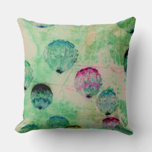 Cute, rustic, digital art round brush strokes cushion