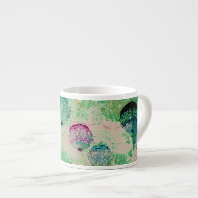 Cute, rustic, digital art round brush strokes espresso cup (Front Right)