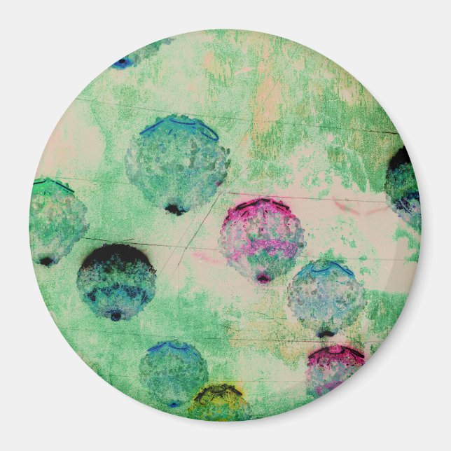 Cute, rustic, digital art round brush strokes magnet (Front)
