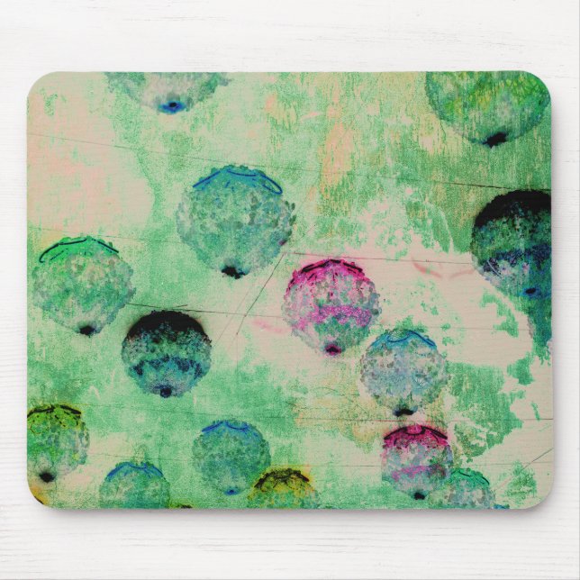 Cute, rustic, digital art round brush strokes mouse pad (Front)