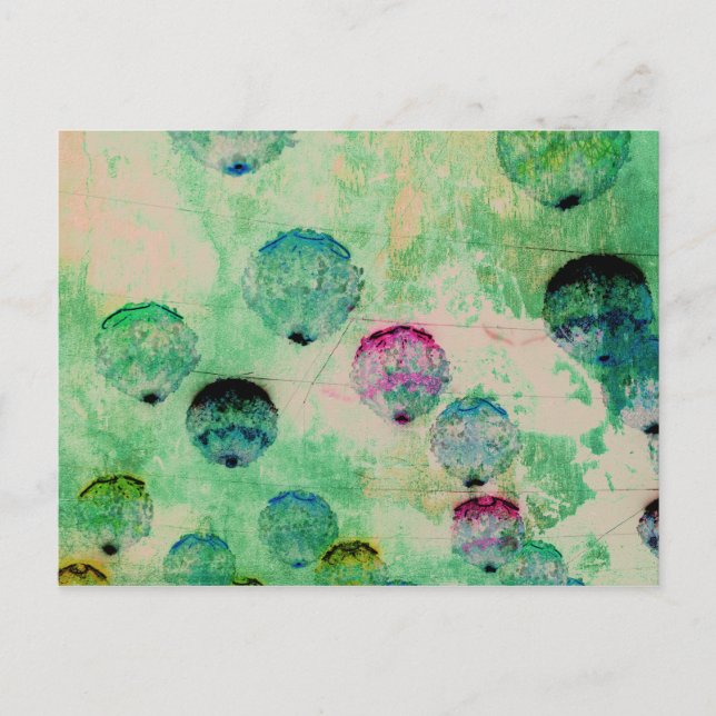 Cute, rustic, digital art round brush strokes postcard (Front)