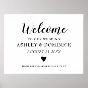 Cute Rustic Elegant Calligraphy Welcome Wedding  Poster