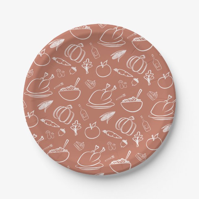  Cute Rustic Fall Autumn Thanksgiving Harvest  Paper Plate (Front)