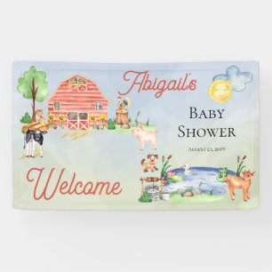 Cute Rustic Farm Animals Barnyard Baby Shower Banner