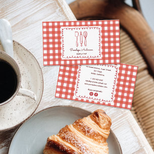 Cute Rustic Farmhouse Gingham Chef Business Card