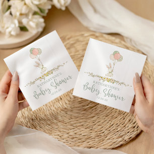 Cute Rustic Floral Bunny Baby Shower Napkin