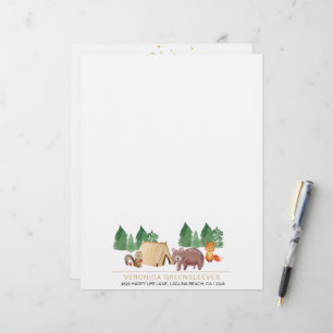 Cute Rustic Forest Woodland Animal Custom Letterhead