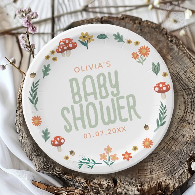 Cute & Rustic Forest Woodland Nature Baby Shower Paper Plate (Creator Uploaded)