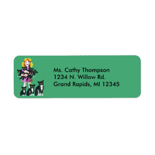 Cute Rustic Girl with Cats Pastel Drawing Return Address Label