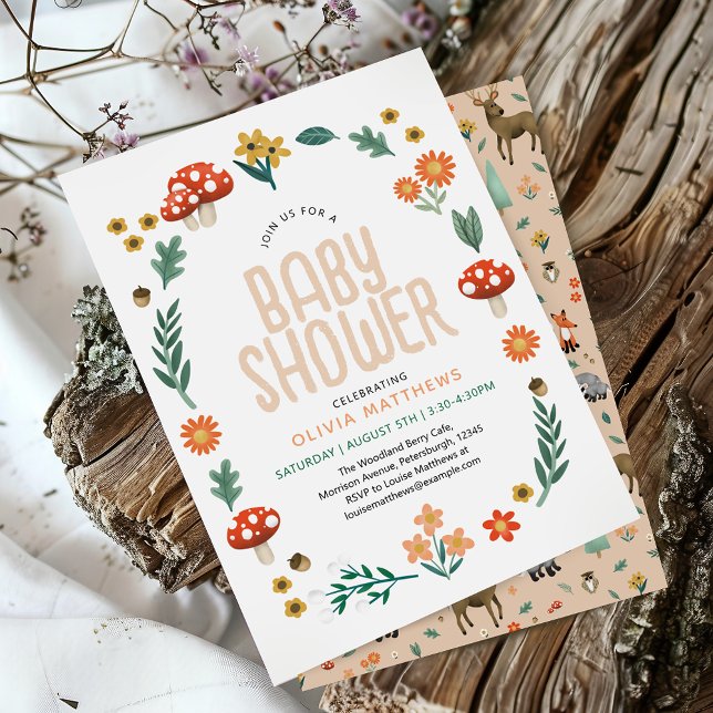 Cute & Rustic Girls Forest Woodland Baby Shower Invitation (Creator Uploaded)