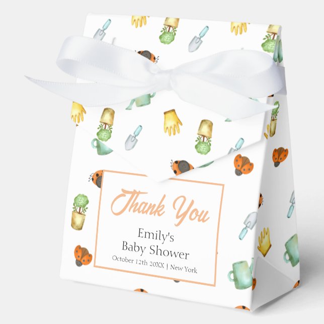 Cute Rustic Greenery Ladybug Garden Baby Shower  Favour Box (Front)