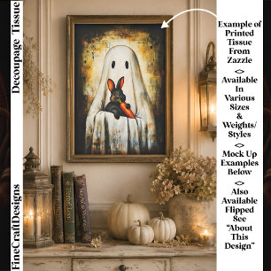 Cute Rustic Halloween Ghost & Bunny FS4R Decoupage Tissue Paper